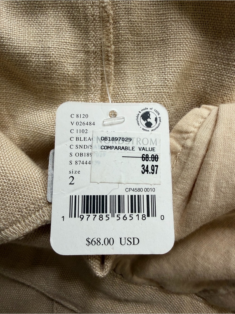 Free People Oatmeal Linen Blend Mini Skirt Size 2 Neutral Boho NWT - Picture 5 of 10